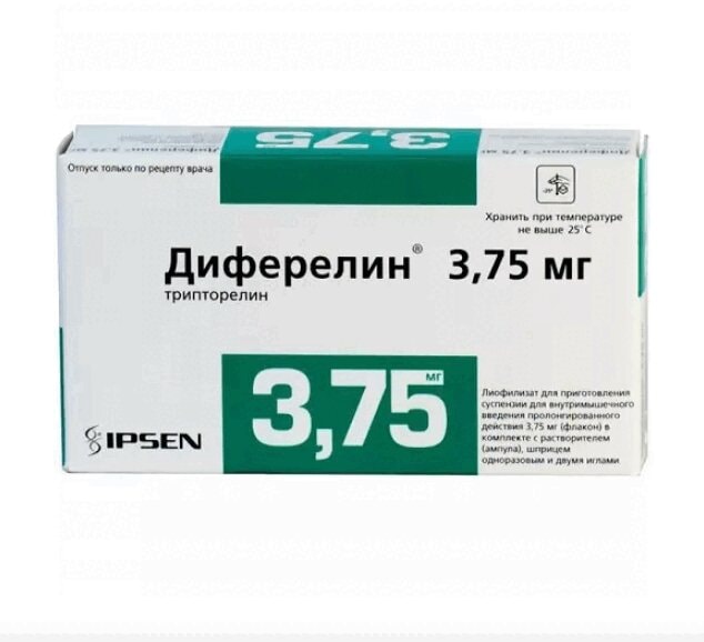 Диферелин 3,75 мг лиофилизат для инъекций с пролонгированным высвобождением 1 шт