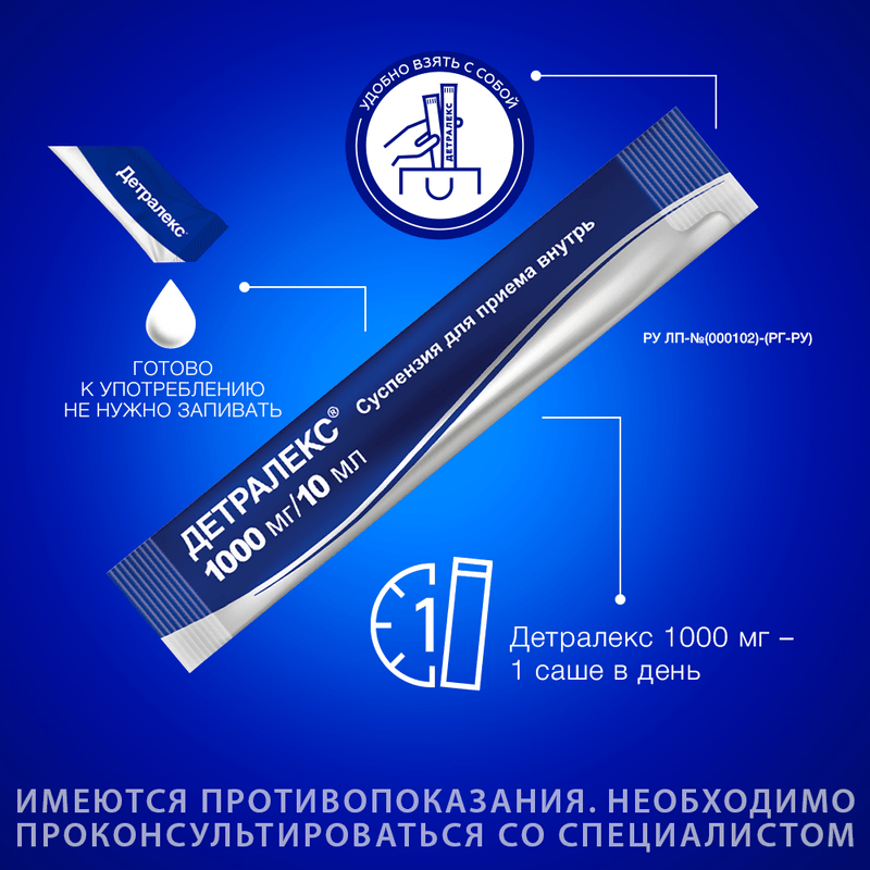 Детралекс суспензия для приема внутрь 1000 мг/10 мл саше 10 мл 30 шт