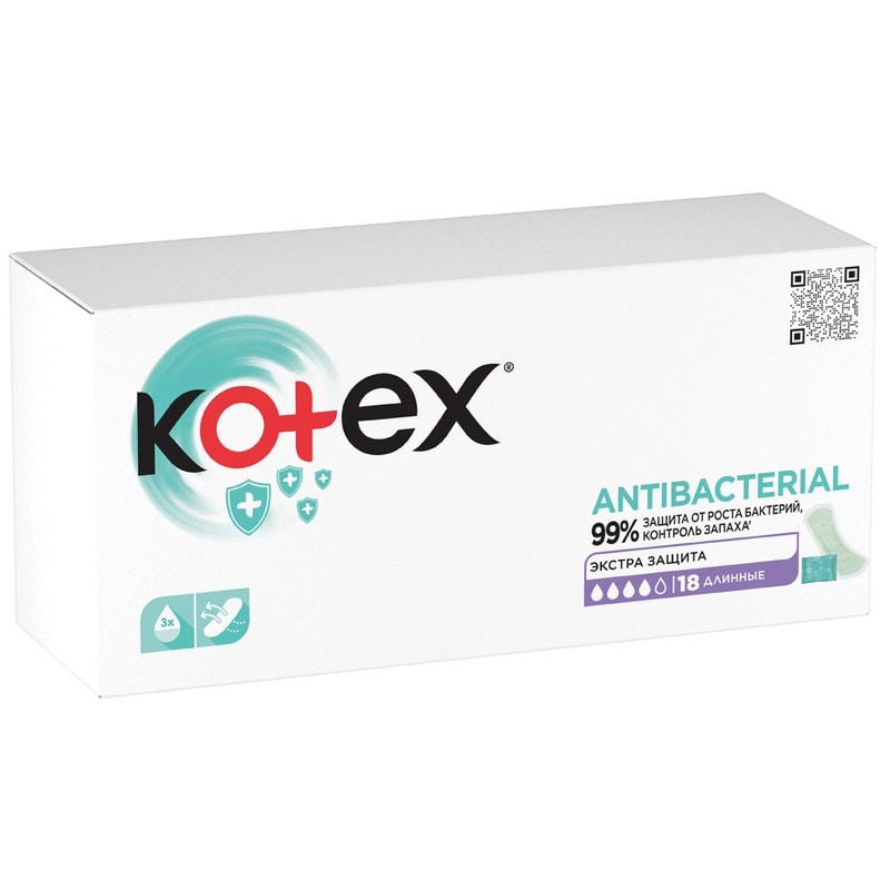 Kotex Antibacterial Прокладки ежедневные Длинные 18 шт