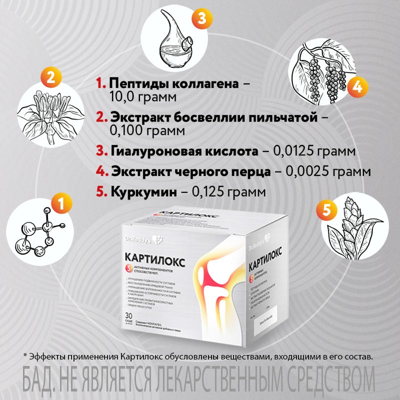 Картилокс порошок для приготовления раствора 10,45 г 30 шт