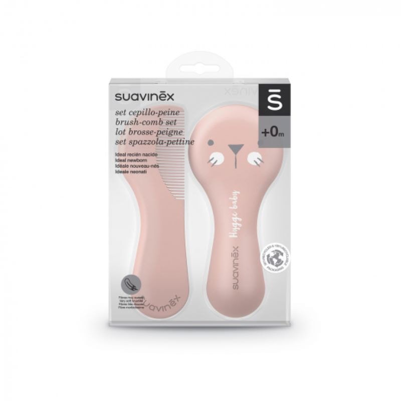 Suavinex Hygge Baby Набор детский расческа + щетка Розовый