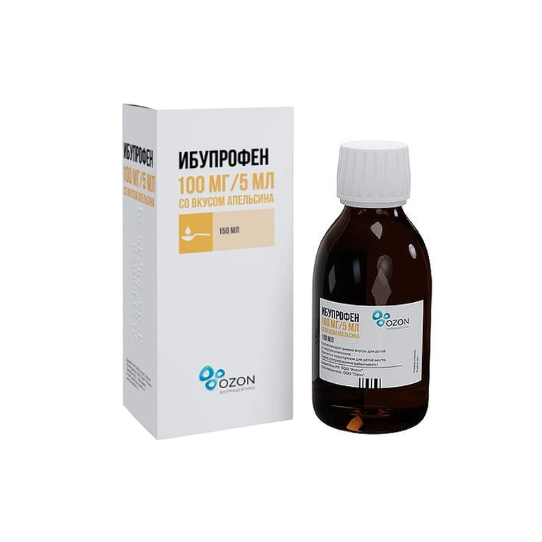 Ибупрофен 100 мг/5 мл суспензия для приема внутрь Для детей Апельсин 150 мл