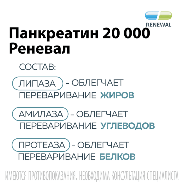 Панкреатин Реневал 20000 ЕД таблетки 20 шт