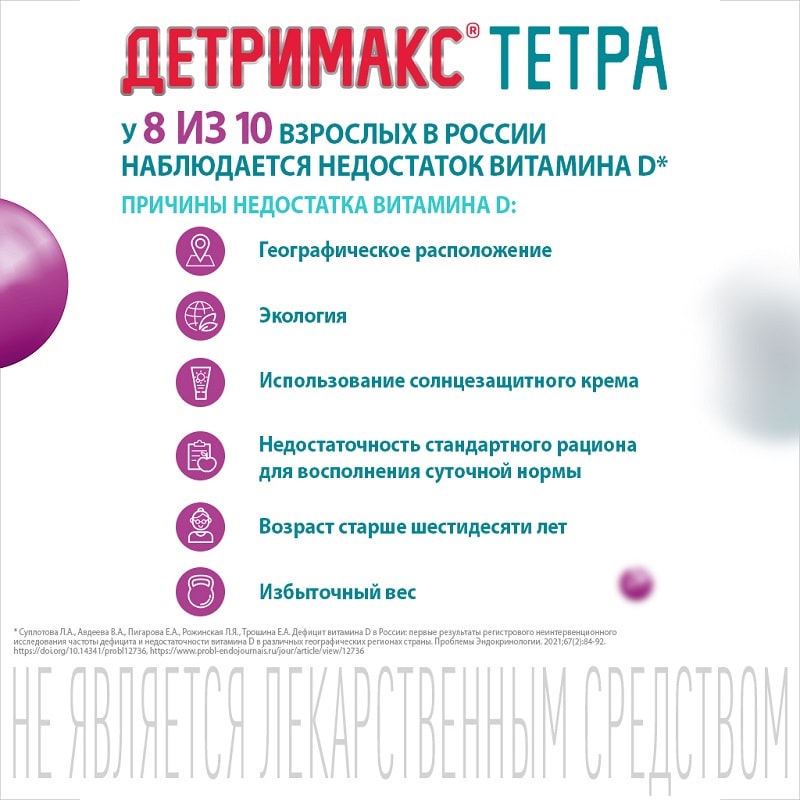 Детримакс Тетра 4000 Витамин Д3 4000 МЕ таблетки 60 шт