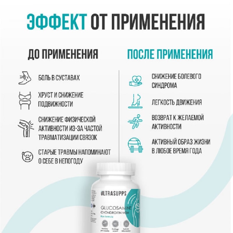 Ultrasupps Глюкозамин Хондроитин МСМ таблетки 90 шт