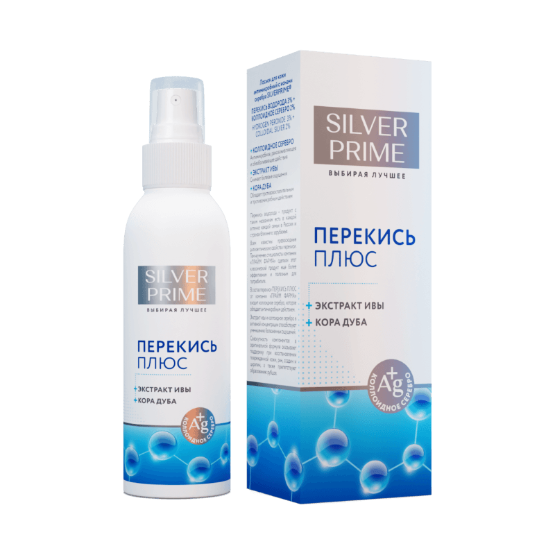 SilverPrime Перекись Плюс Лосьон-спрей для кожи с ионами серебра 100 мл