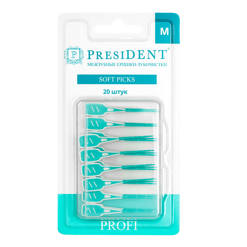 PresiDENT Soft Picks Ершики-зубочистки межзубные размер М 20 шт