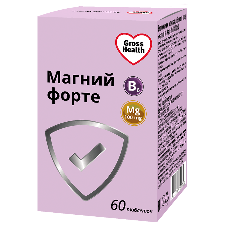 Gross Health Магний В6 Форте Макс 100 мг таблетки 60 шт