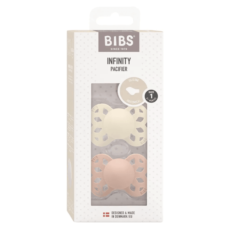 Bibs Infinity Пустышка анатомическая силиконовая с 0 месяцев Ivory-Blush 2 шт