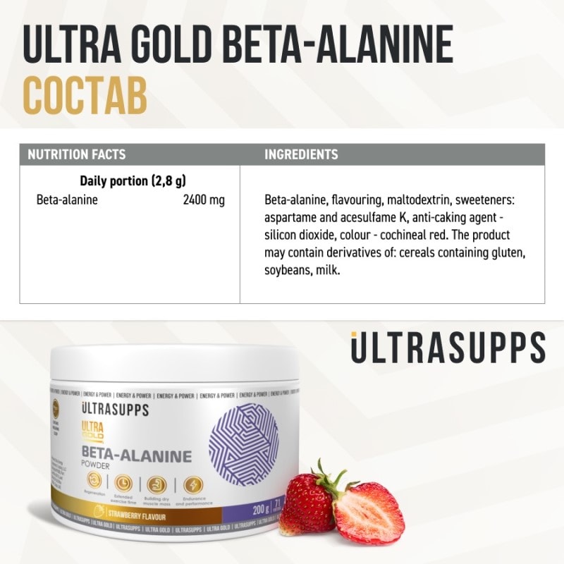 Ultrasupps Бета-Аланин порошок Клубника 200 г