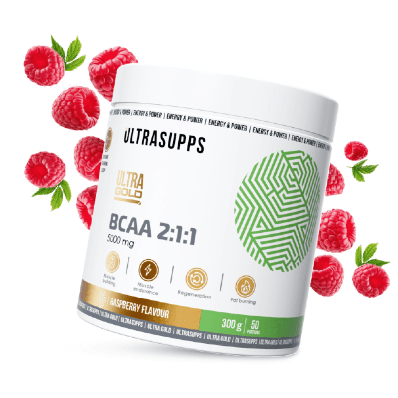 Ultrasupps BCAA 2:1:1 Комплекс аминокислот порошок Малина 300 г