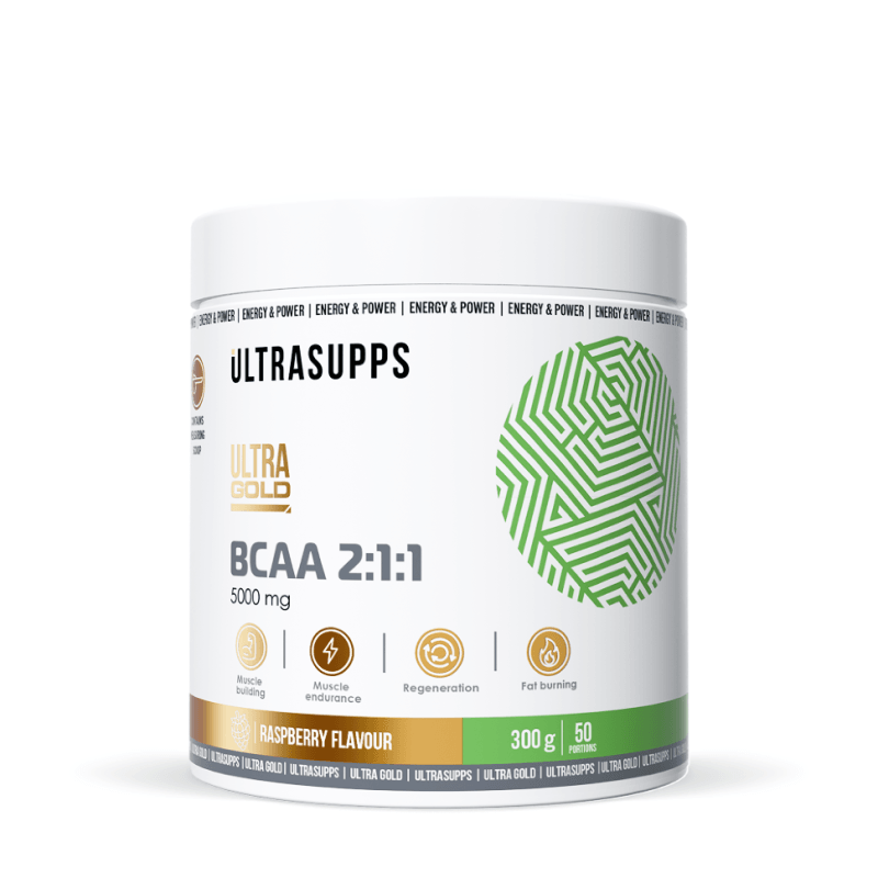 Ultrasupps BCAA 2:1:1 Комплекс аминокислот порошок Малина 300 г