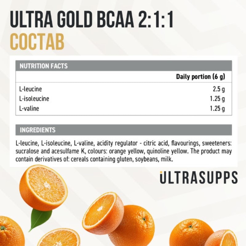 Ultrasupps BCAA 2:1:1 Комплекс аминокислот порошок Апельсин 300 г