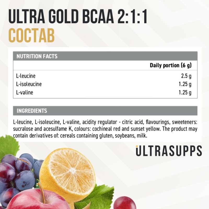 Ultrasupps BCAA 2:1:1 Комплекс аминокислот порошок Фруктовый пунш 300 г