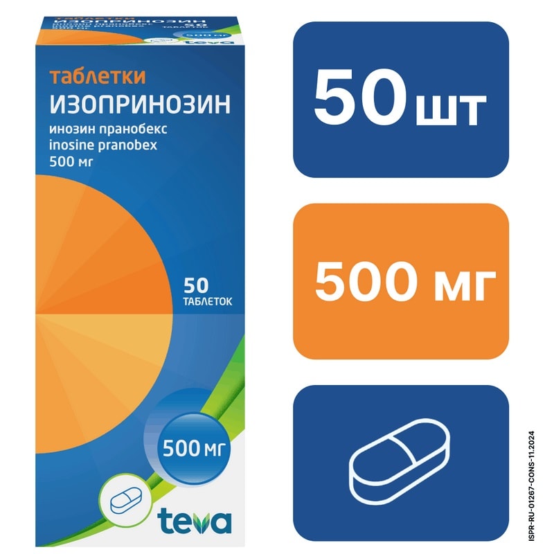 Изопринозин 500 мг таблетки 50 шт