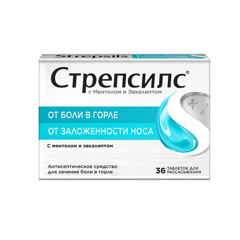 Стрепсилс с Ментолом и Эвкалиптом таблетки для рассасывания 36 шт