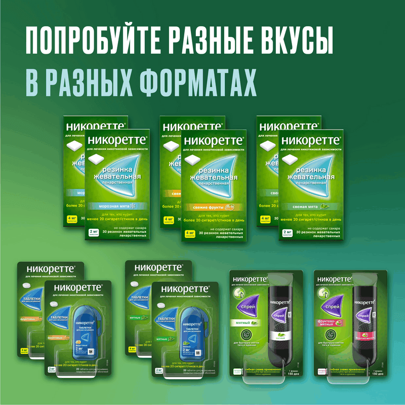 Никоретте 4 мг резинка жевательная лекарственная Свежие фрукты 30 шт