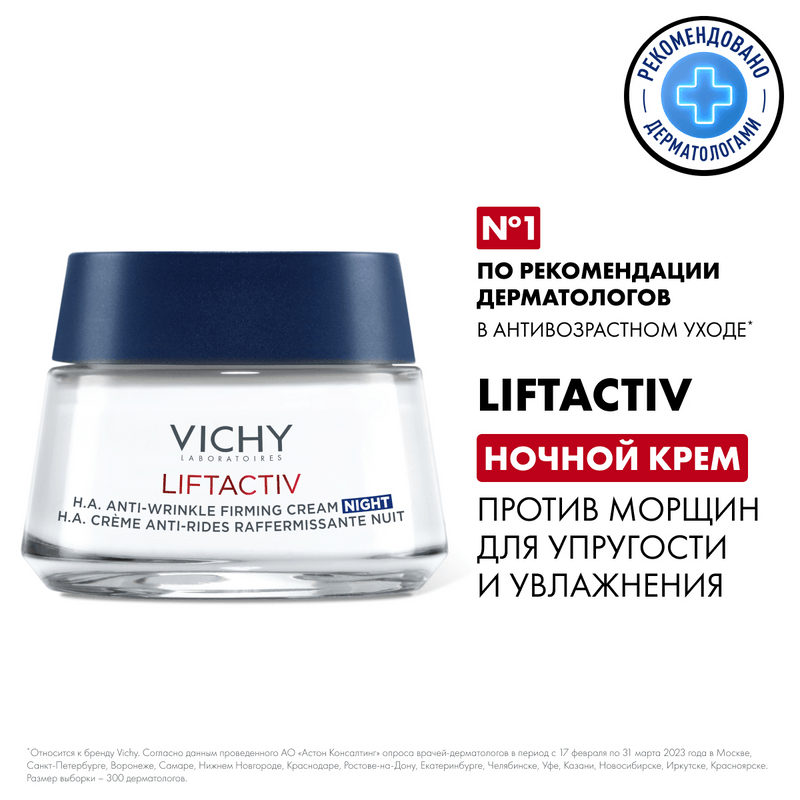 Vichy Liftactiv Крем ночной против морщин для упругости и увлажнения 50 мл