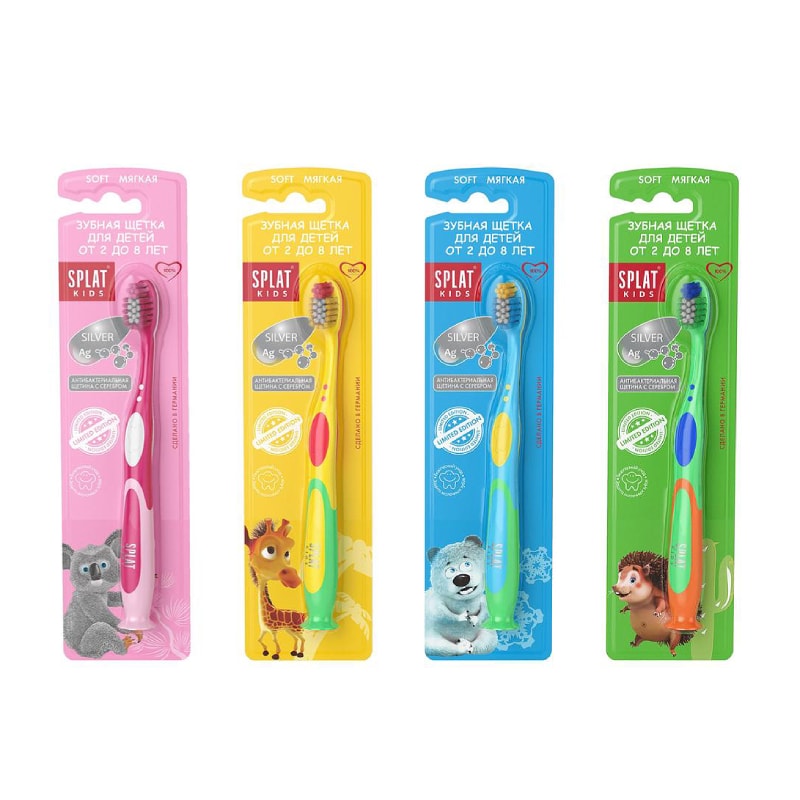 Splat Kids Зубная щетка с ионами серебра для детей 2-8 лет на присоске 1 шт