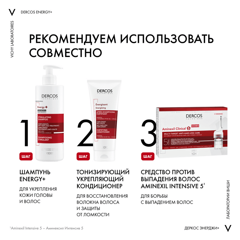 Vichy Dercos Energy+ Шампунь тонизирующий против выпадения и истончения волос 400 мл