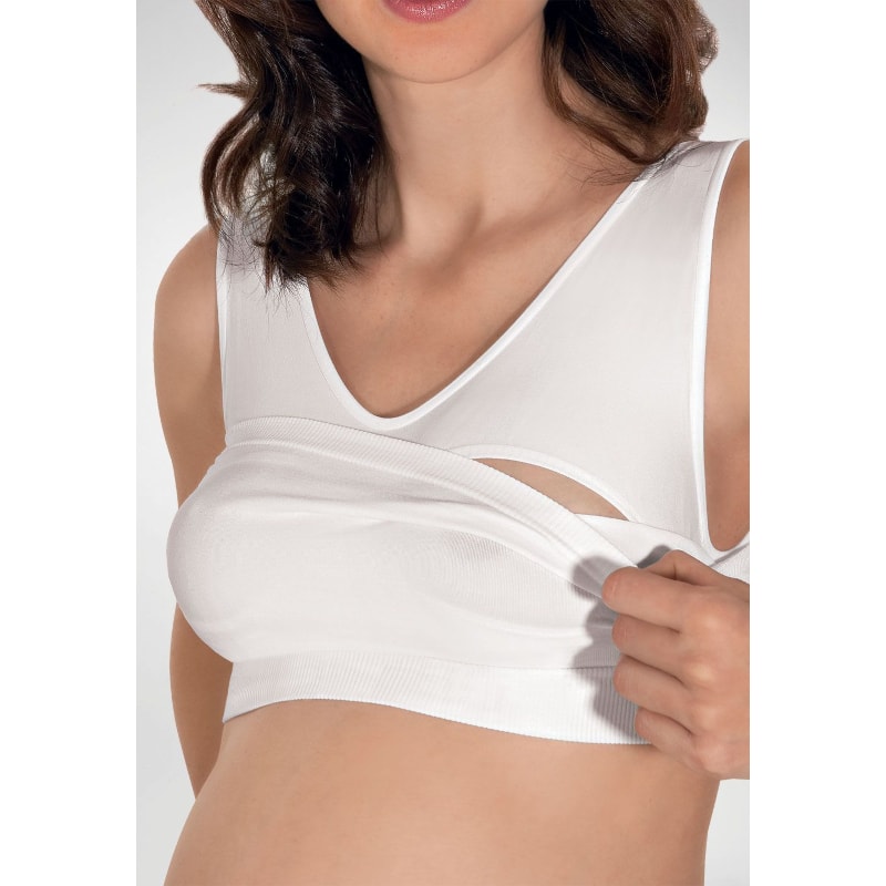 RelaxMaternity Топ для кормления грудью без швов и застежек размер S Белый