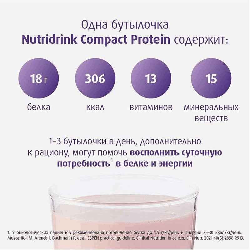 Нутридринк Компакт Протеин лечебное диетическое питание Клубника 125 мл 4 шт