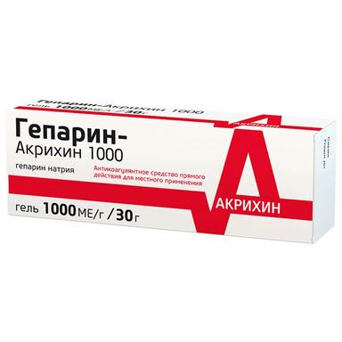 Гепарин-Акрихин 1000 гель 1тыс.МЕ/г туба 30г