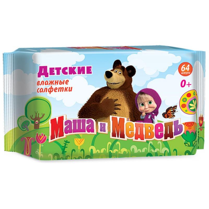 Маша и Медведь салфетки влажные для детей 64 шт
