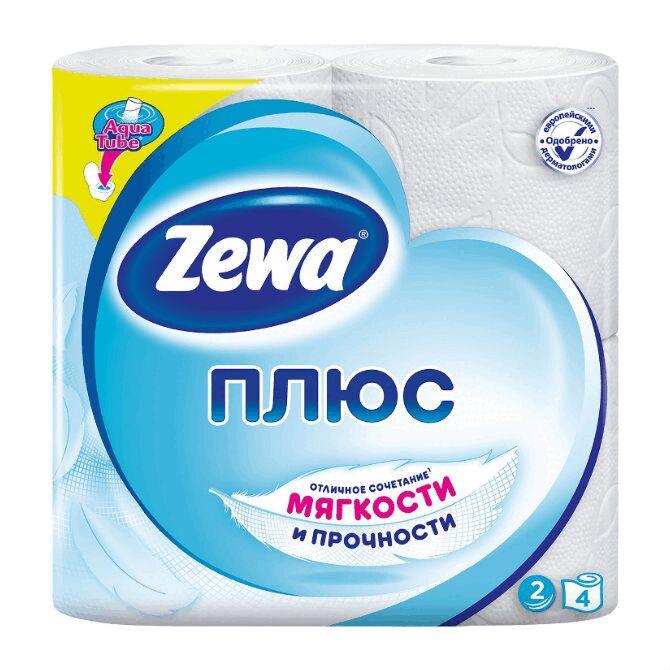 Бумага туалетная "Zewa Плюс" 2-х слойная белая рулон N4