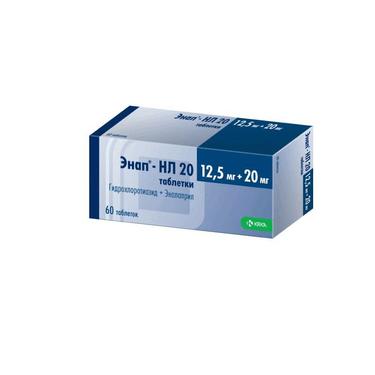 Энап-НЛ 20 таблетки 12,5 мг+20 мг 60 шт