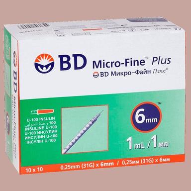 БД Микро-Файн Плюс Шприцы инсулиновые U-100 (0,25х6мм) 1мл №10