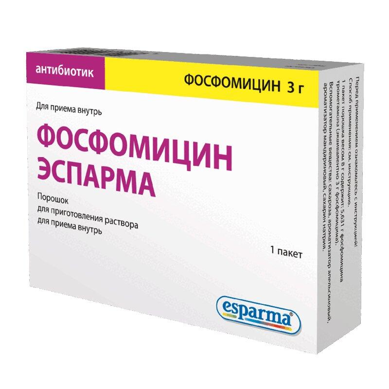 Фосфомицин Эспарма порошок для приема внутрь 3 г пакет 8 г 1 шт