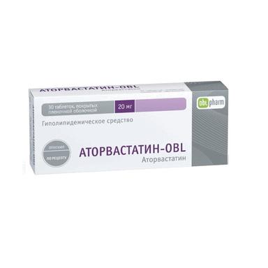 Аторвастатин-OBL таб.п.п.о.20мг №30