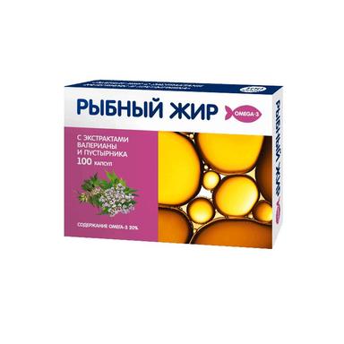 PL Рыбный жир с экстрактом валерьяны и пустырника капс. №100