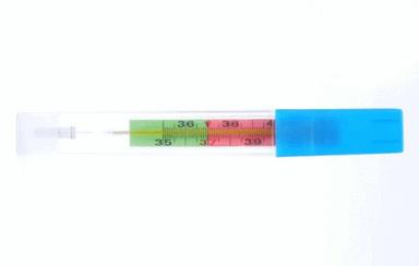 Термометр медицинский ртутный с цветной шкалой в пластиковом футляре