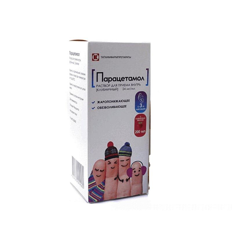 Парацетамол раствор для приема внутрь 24 мг/ мл Клубника фл.200 мл
