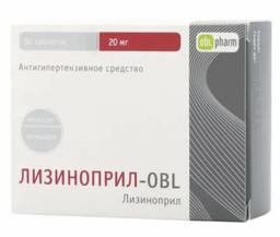 Лизиноприл-OBL таблетки 20мг 30 шт