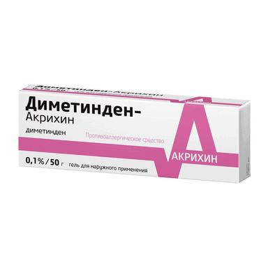 Диметинден-Акрихин гель д/наружн.прим.0,1% туба 50г