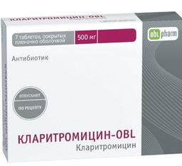 Кларитромицин-OBL таблетки 500мг 7 шт
