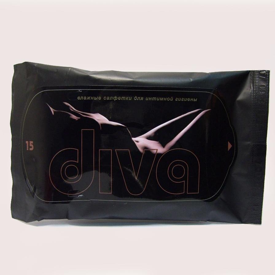 Салфетки влажные Diva black для интимной гигиены 15 шт