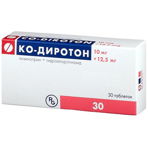 Ко-Диротон таблетки 10мг +12,5мг 30 шт