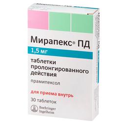 Мирапекс ПД таблетки 1,5мг 30 шт