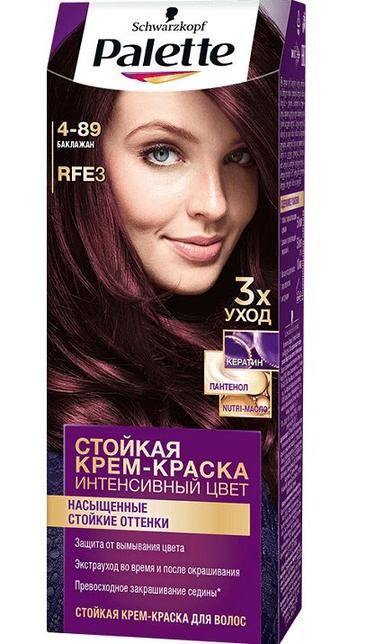 Палетт Крем-краска RFE3д/волос Баклажан 50/2х25мл N1