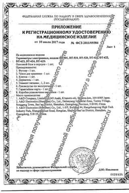 Сертификат AND Термометр медицинский электронный DT-624 Утка