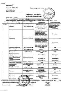 Сертификат Берголак 0,5 мг таблетки 8 шт