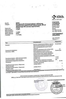 Сертификат Визарсин 50 мг таблетки 4 шт