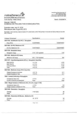 Сертификат Комбоглиз Пролонг 1000 мг+5 мг таблетки с модифицированным высвобождением 28 шт