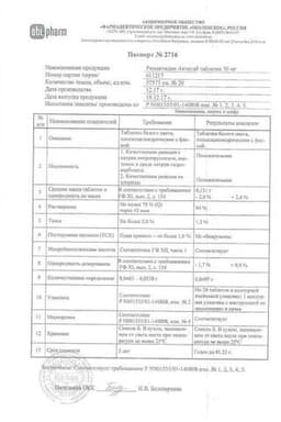 Сертификат Римантадин Актитаб 50 мг таблетки 20 шт