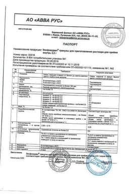 Сертификат Экофомурал 3 г гранулы для приготовления раствора для приема внутрь пакетик 8 г