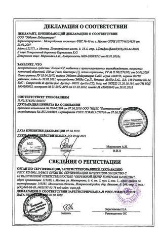 Сертификат Клацид СР